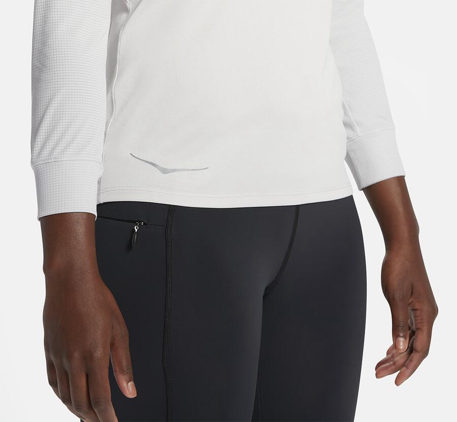 Tops Womens - Hoka One One Performance 3/4 Sleeve - White - WQEGKVT-48